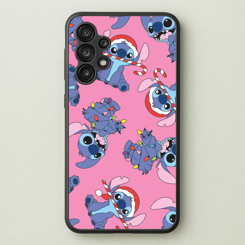 Christmas Cute Blue Alien Pattern Galaxy A13 Case