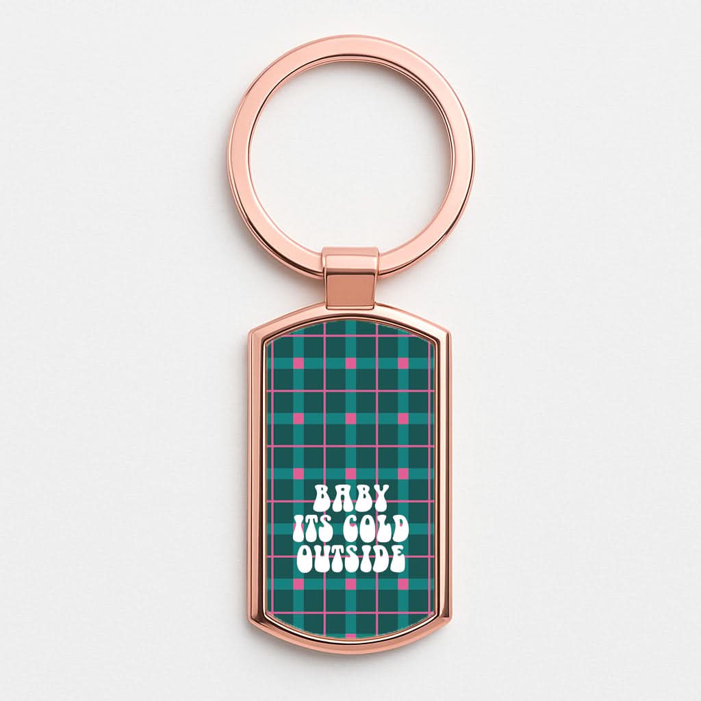 Baby It's Cold Outside Tartan Rose Gold Keyring