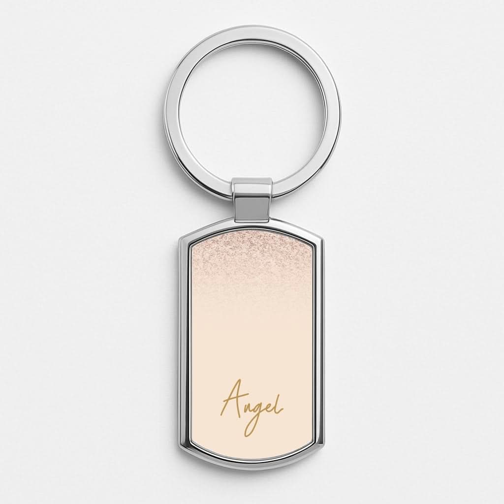 Peach Glitter Personalised Name Luxury Keyring