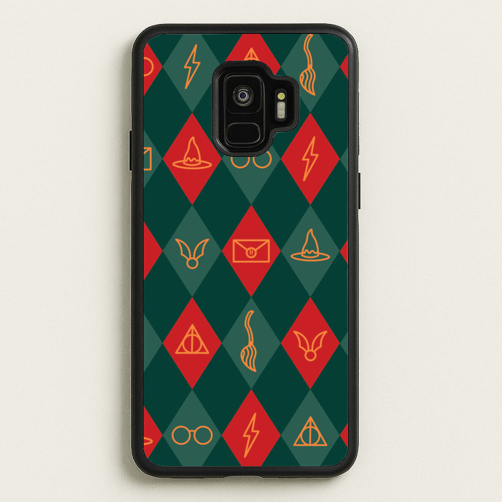 Christmas Wizard Icons Argyle Pattern Galaxy S9 Case