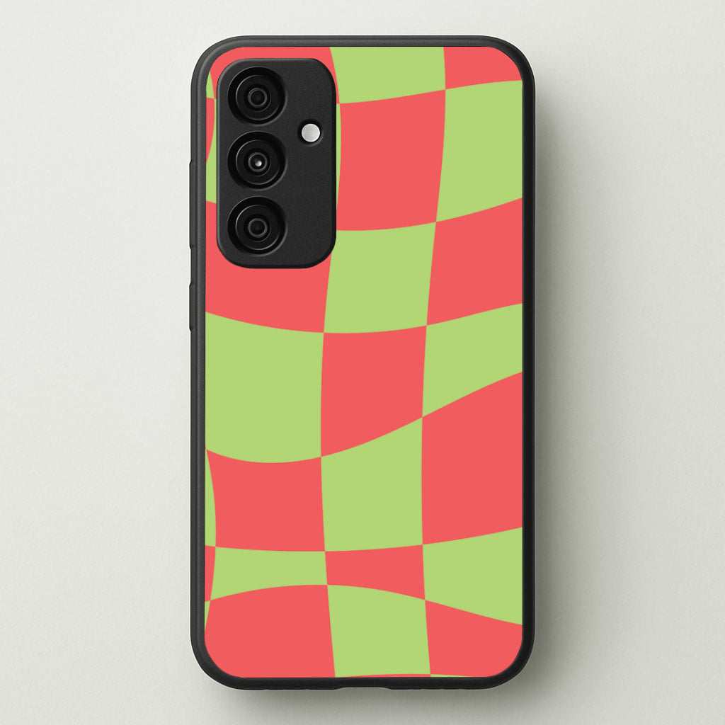 Abstract Red And Green Christmas Pattern Galaxy A35 Case