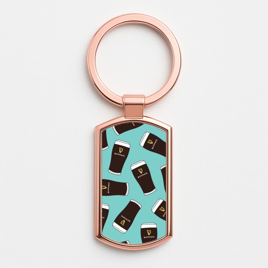 Stout Pint Pattern Rose Gold Keyring