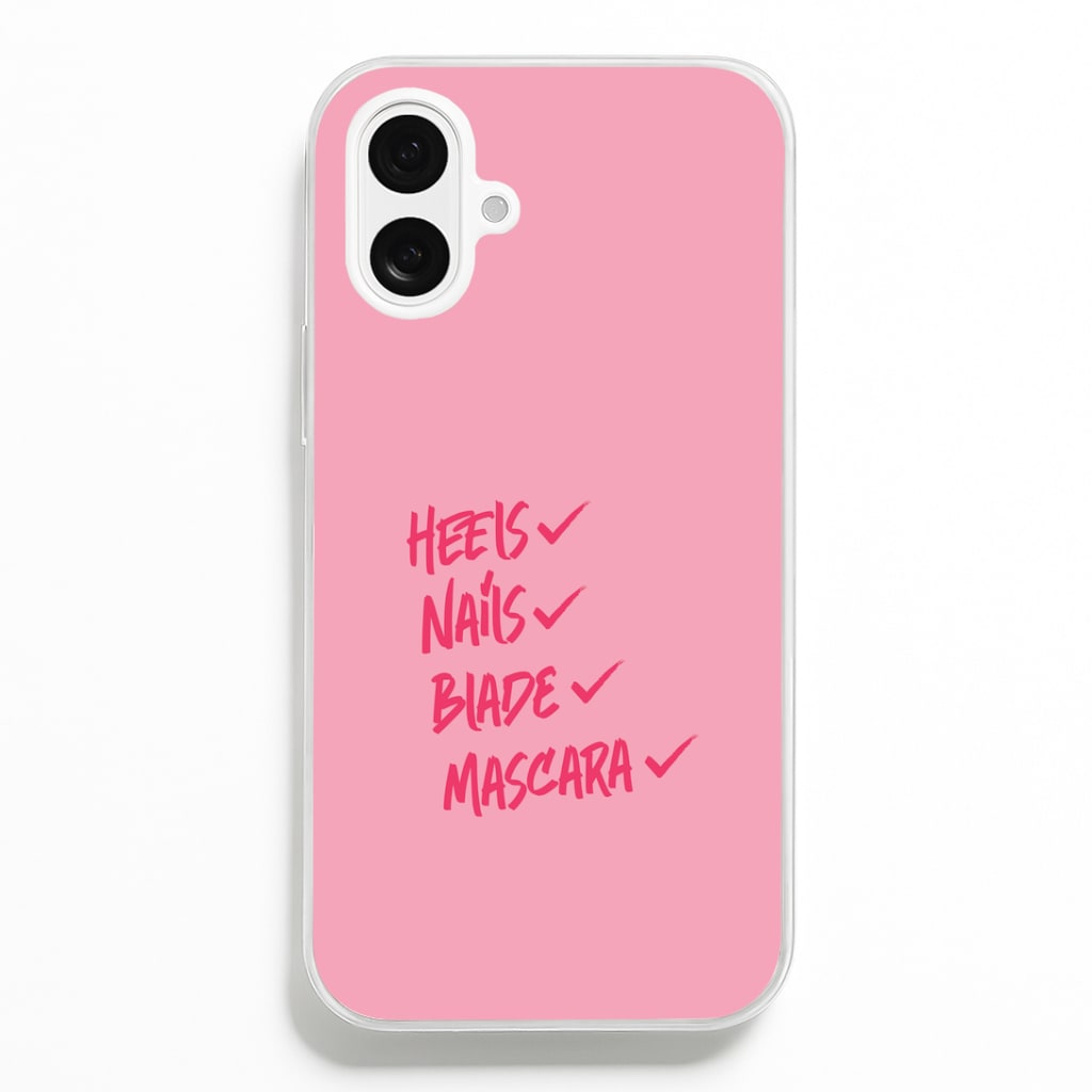 Heels, Nails, Blade, Mascara iPhone 16 Plus Case