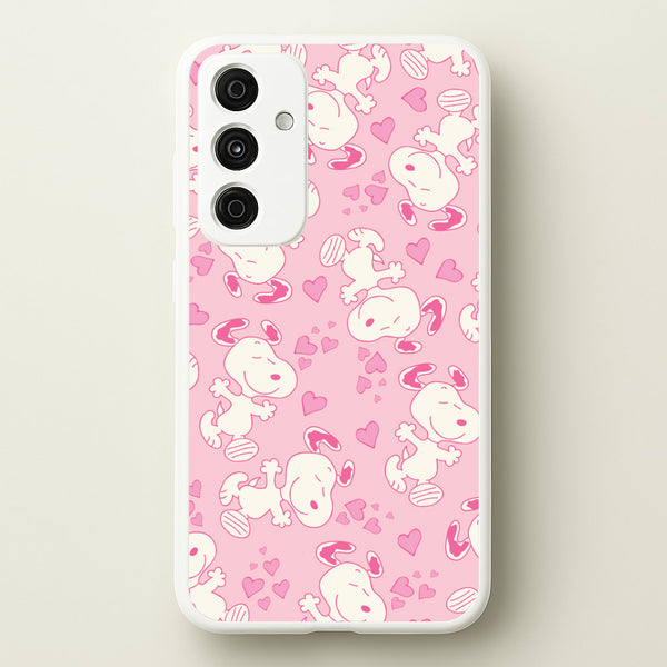 Cartoon Beagle Valentine Hearts Pattern Galaxy A35 Case