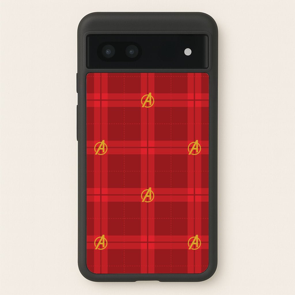 Superhero Team Red Tartan Pattern Google Pixel 6a Case
