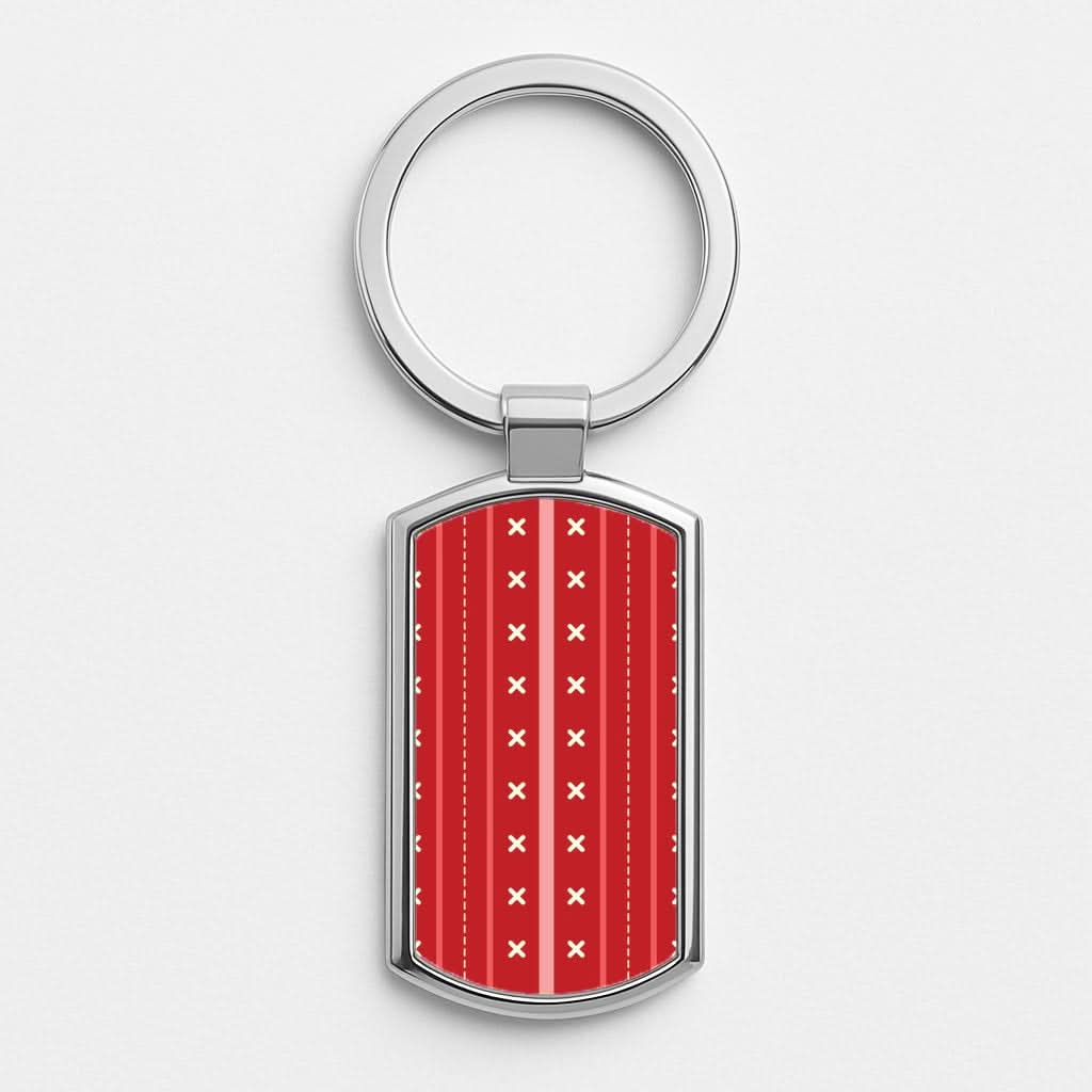 Stripes And Stitches Red Christmas Pattern Luxury Keyring