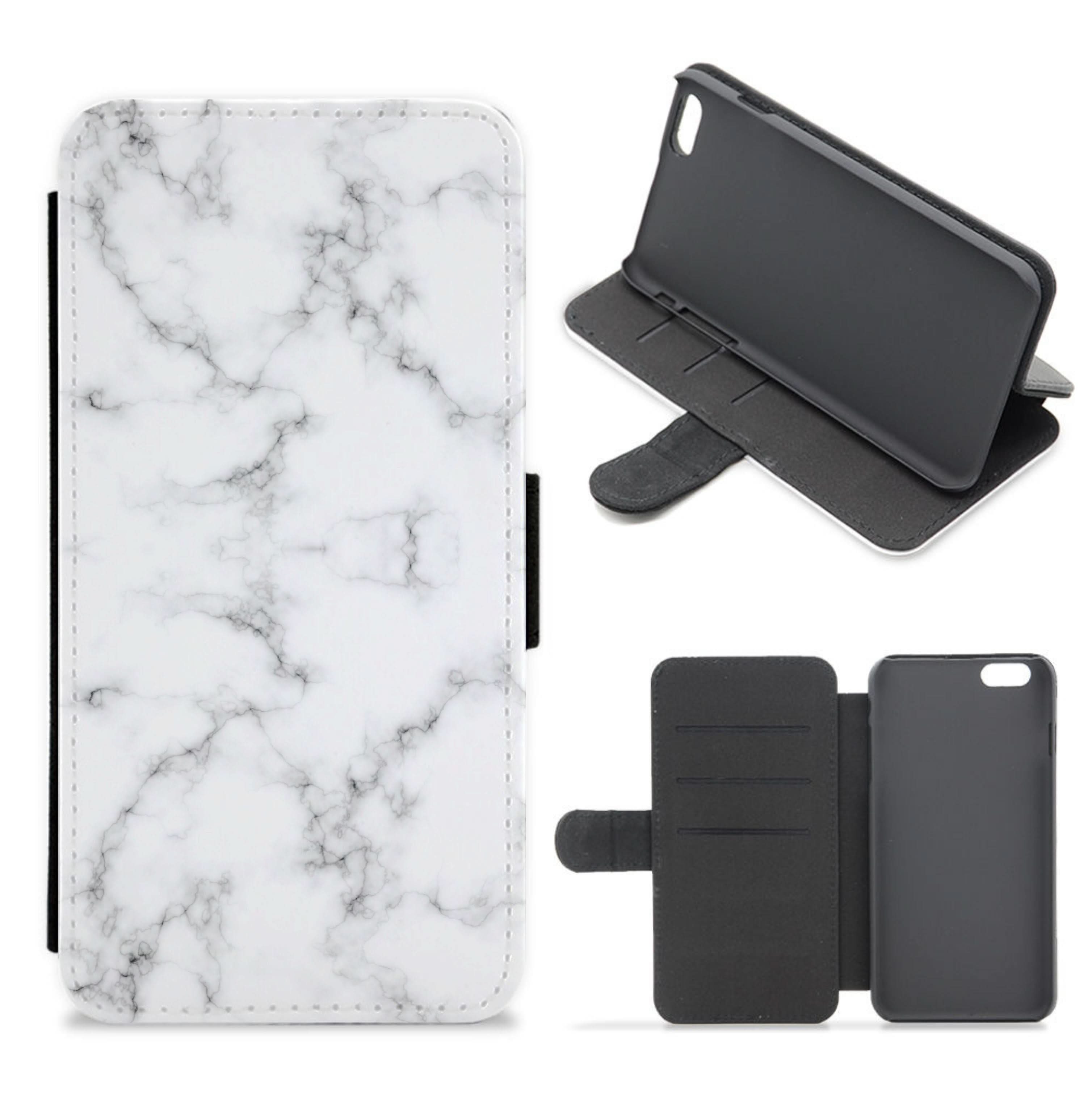 White Marbled Flip / Wallet Phone Case