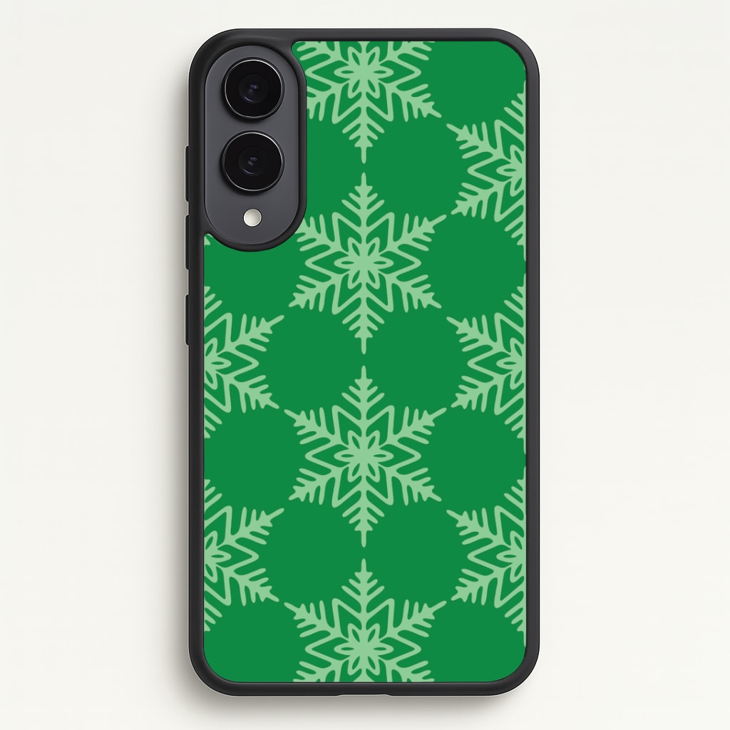 Green Giant Snowflakes Christmas Pattern Galaxy S25 Edge Case
