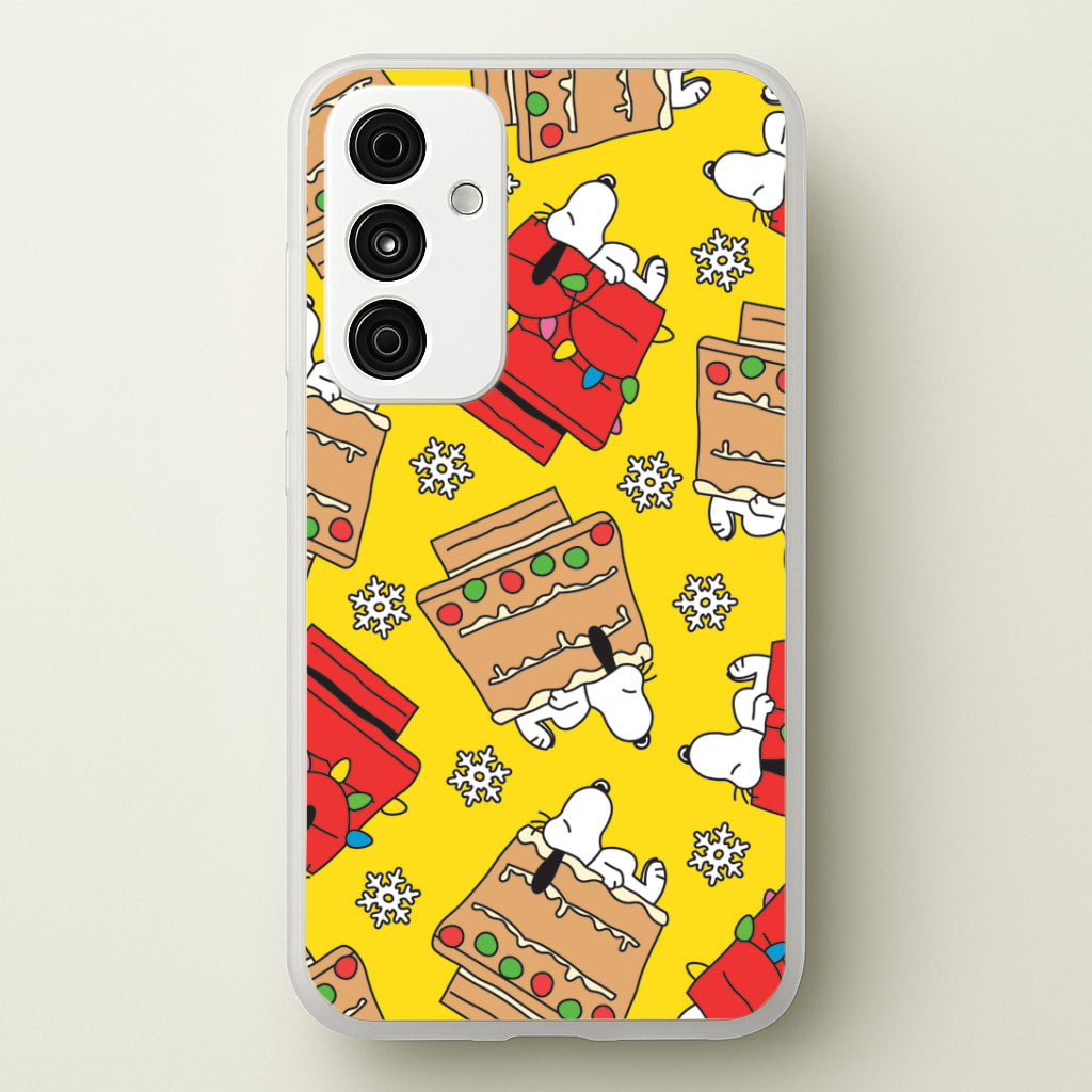 Cartoon Beagle Fairylights And Gingerbead Pattern Galaxy A55 Case