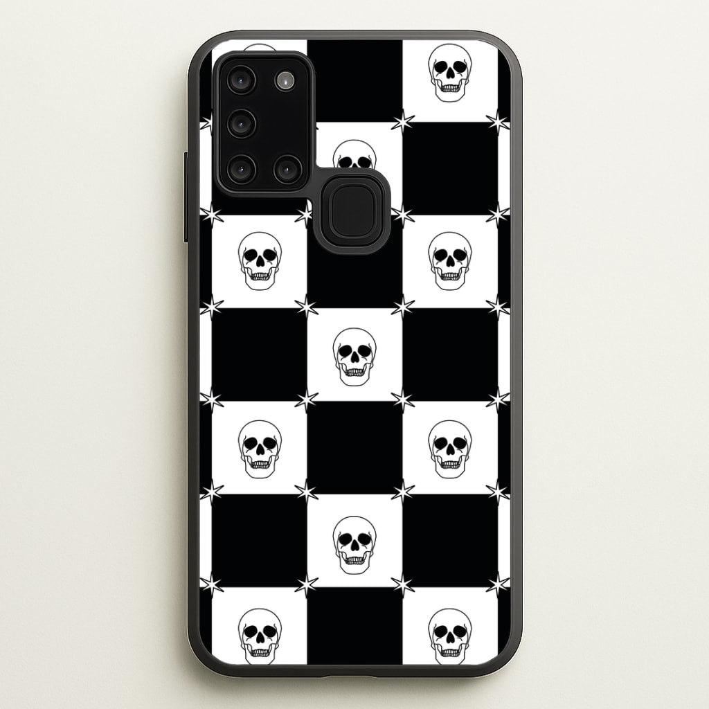 Checkered Skulls Pattern Galaxy A21s Case