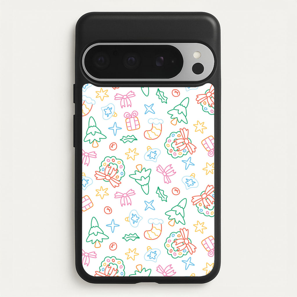 Neon Christmas Icons Pattern II Google Pixel 9 Pro XL Case