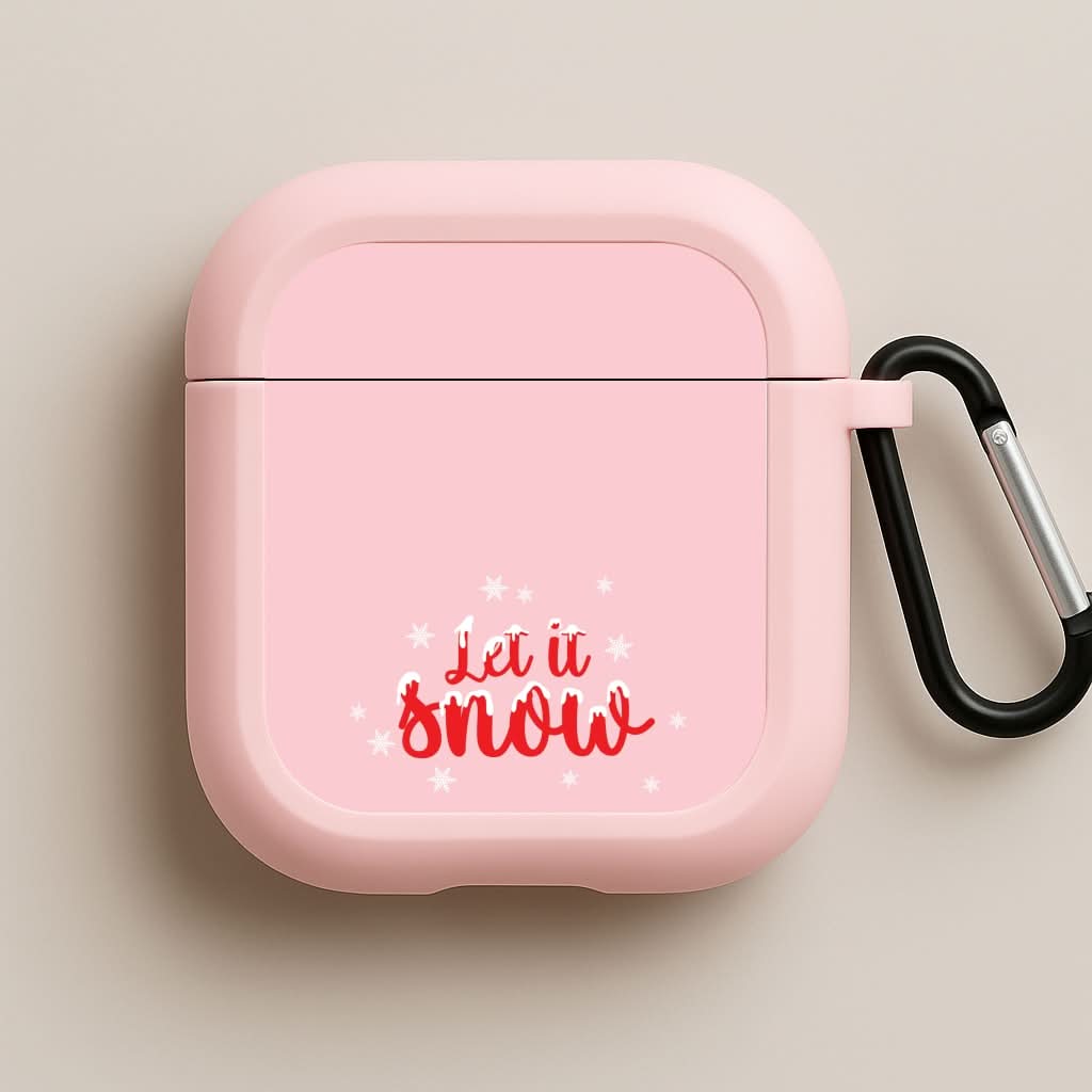 Let It Snow Snowflakes Pink AirPods Case
