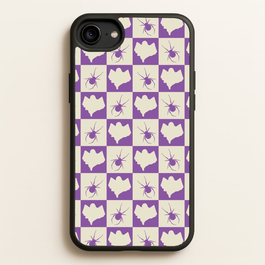 Spiders And Ghosts Checkered Pattern I iPhone 6 / 7 / 8 / SE Case