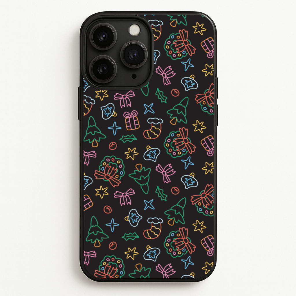 Neon Christmas Icons Pattern I iPhone 11 Pro Max Case