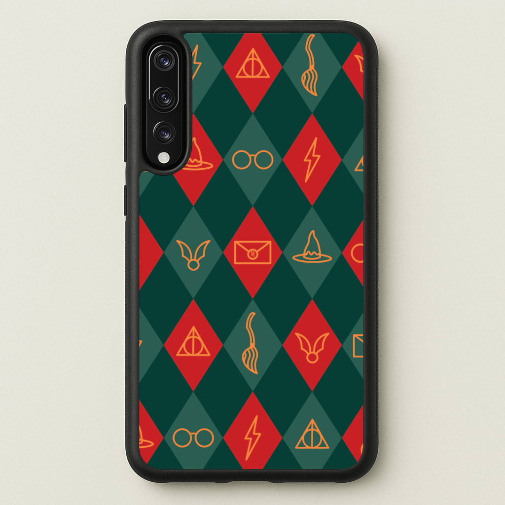 Christmas Wizard Icons Argyle Pattern Huawei P20 Pro Case