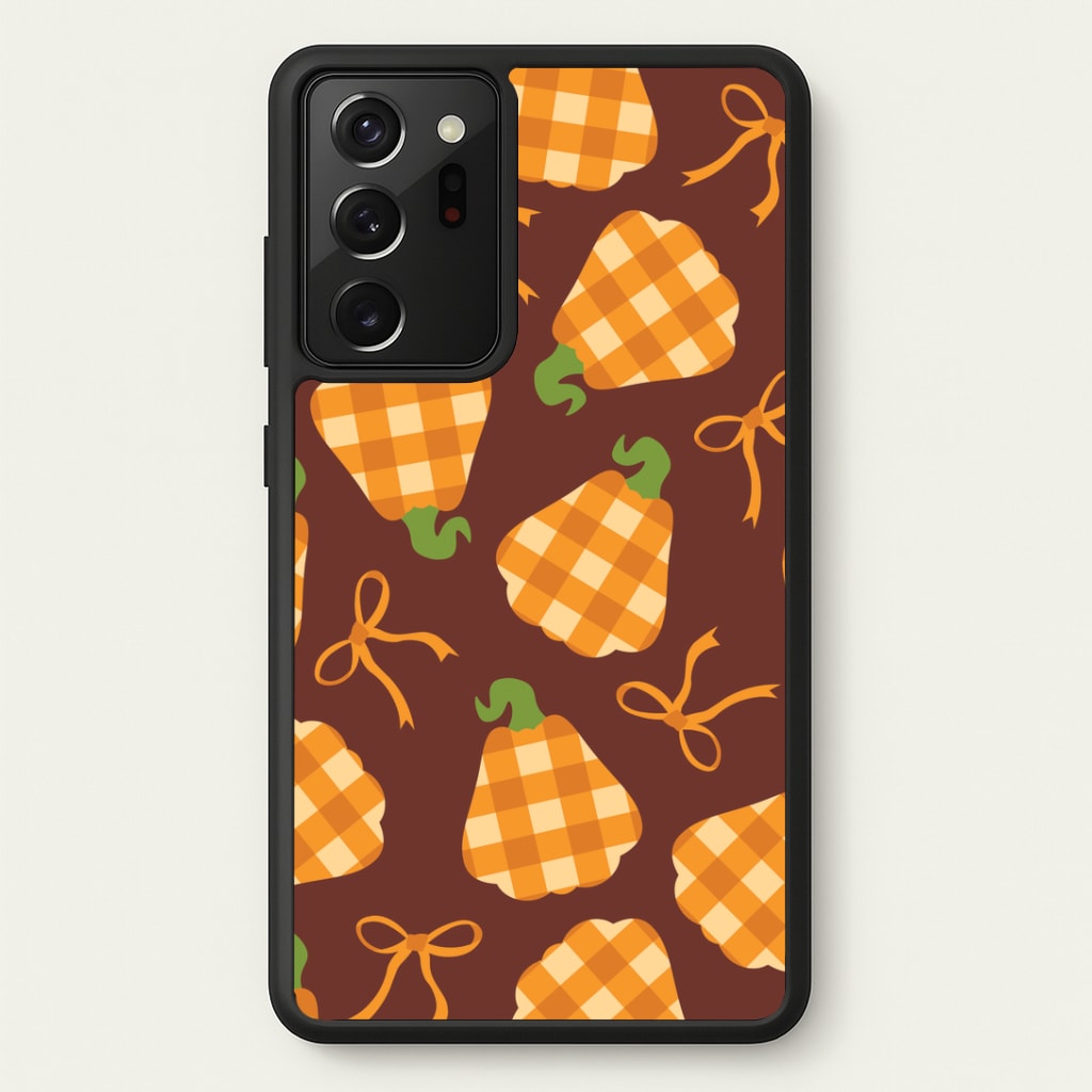 Tartan Pumpkins And Bows Pattern Galaxy Note 20 Ultra Case