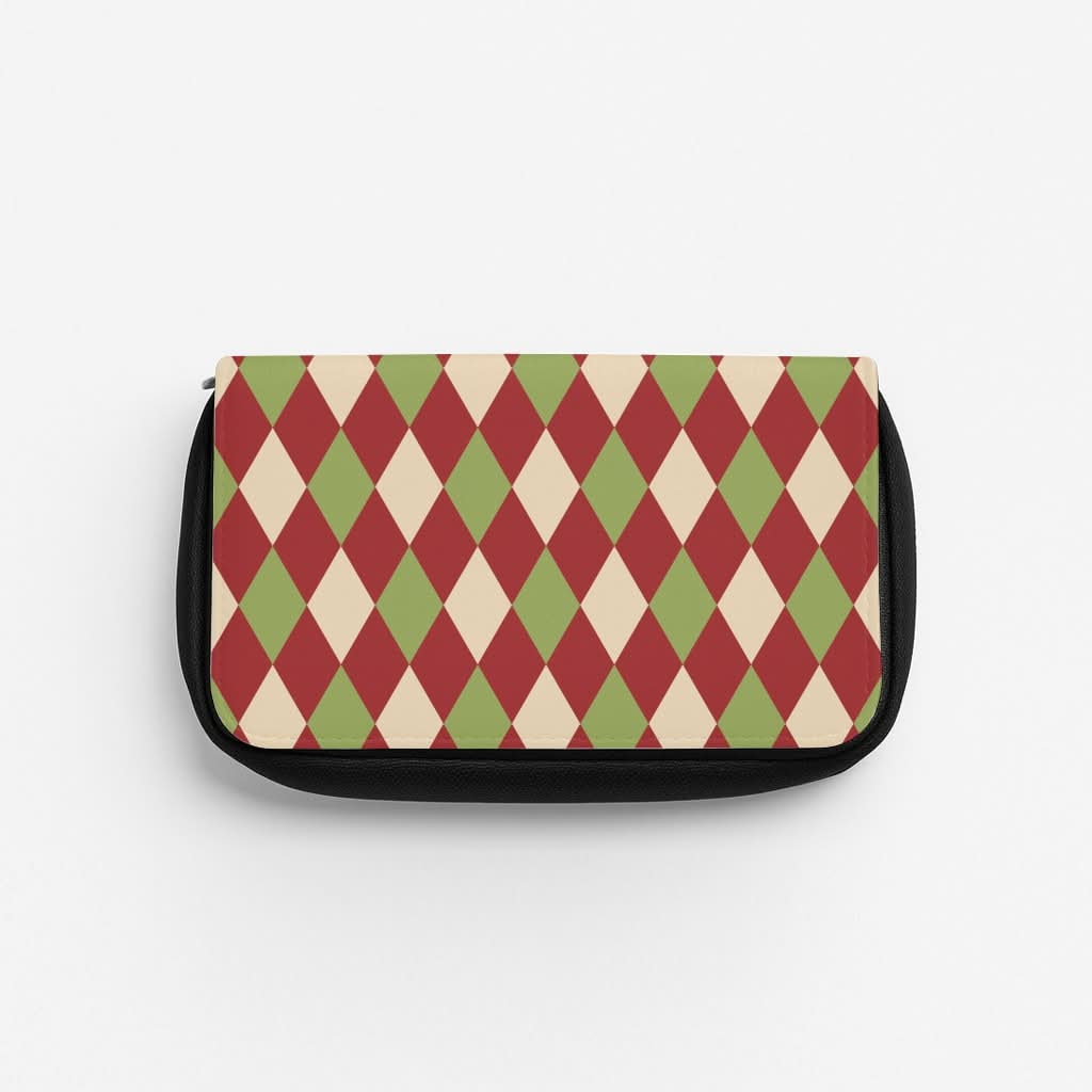 Red And Green Argyle Christmas Pattern Pencil Case