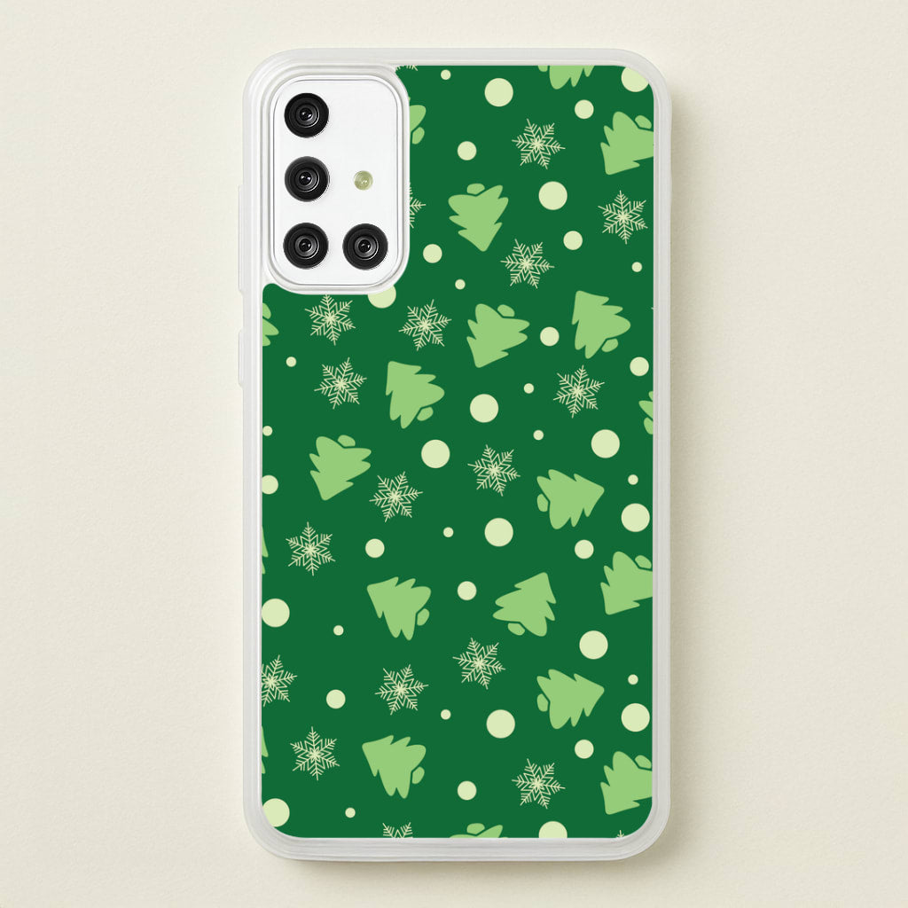 Cartoon Christmas Trees And Snowflakes Pattern Galaxy A71 Case
