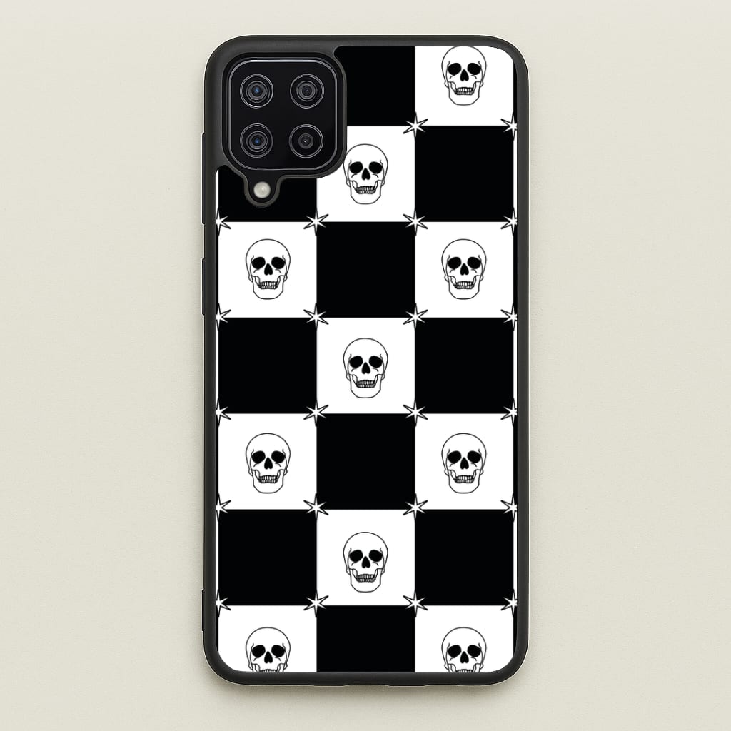 Checkered Skulls Pattern Galaxy A12 Case