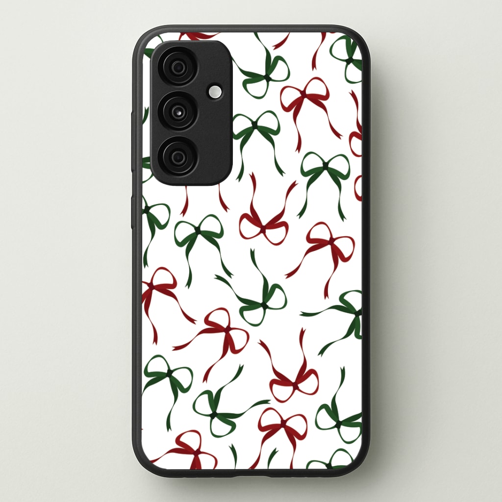 Red And Green Coquette Christmas Bows Pattern Galaxy A35 Case
