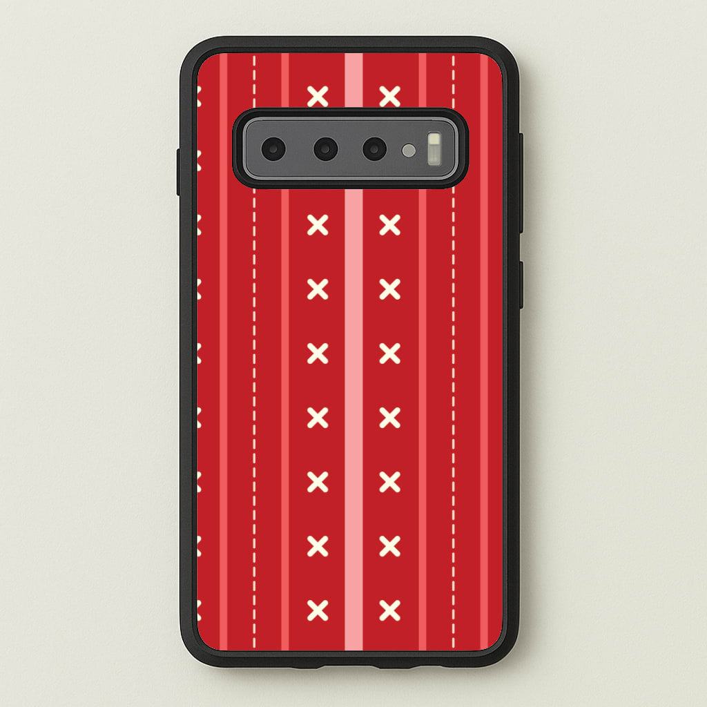 Stripes And Stitches Red Christmas Pattern Galaxy S10 Plus Case