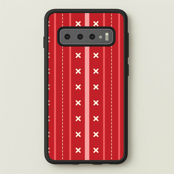 Stripes And Stitches Red Christmas Pattern Galaxy S10 Case