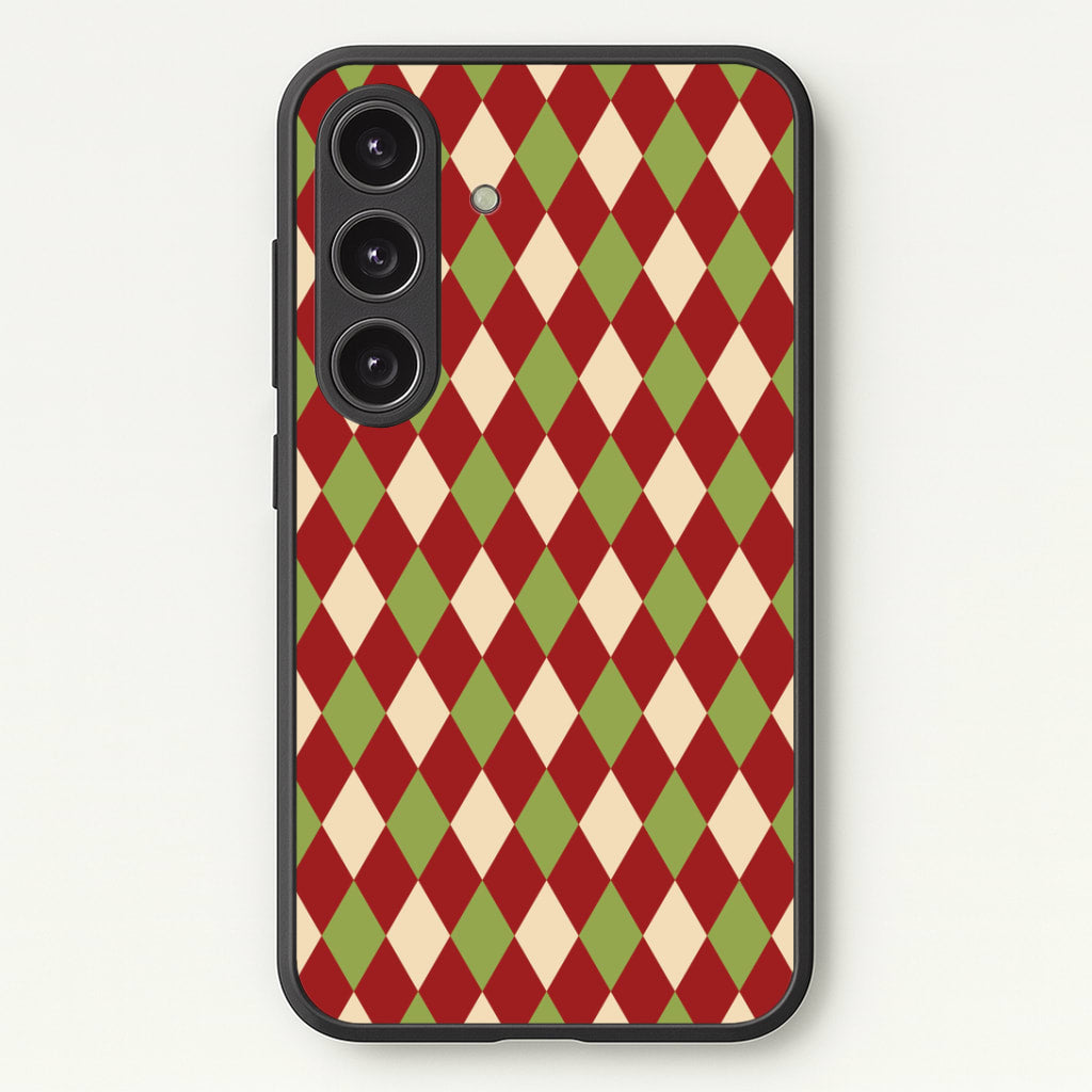 Red And Green Argyle Christmas Pattern Galaxy S24 Case