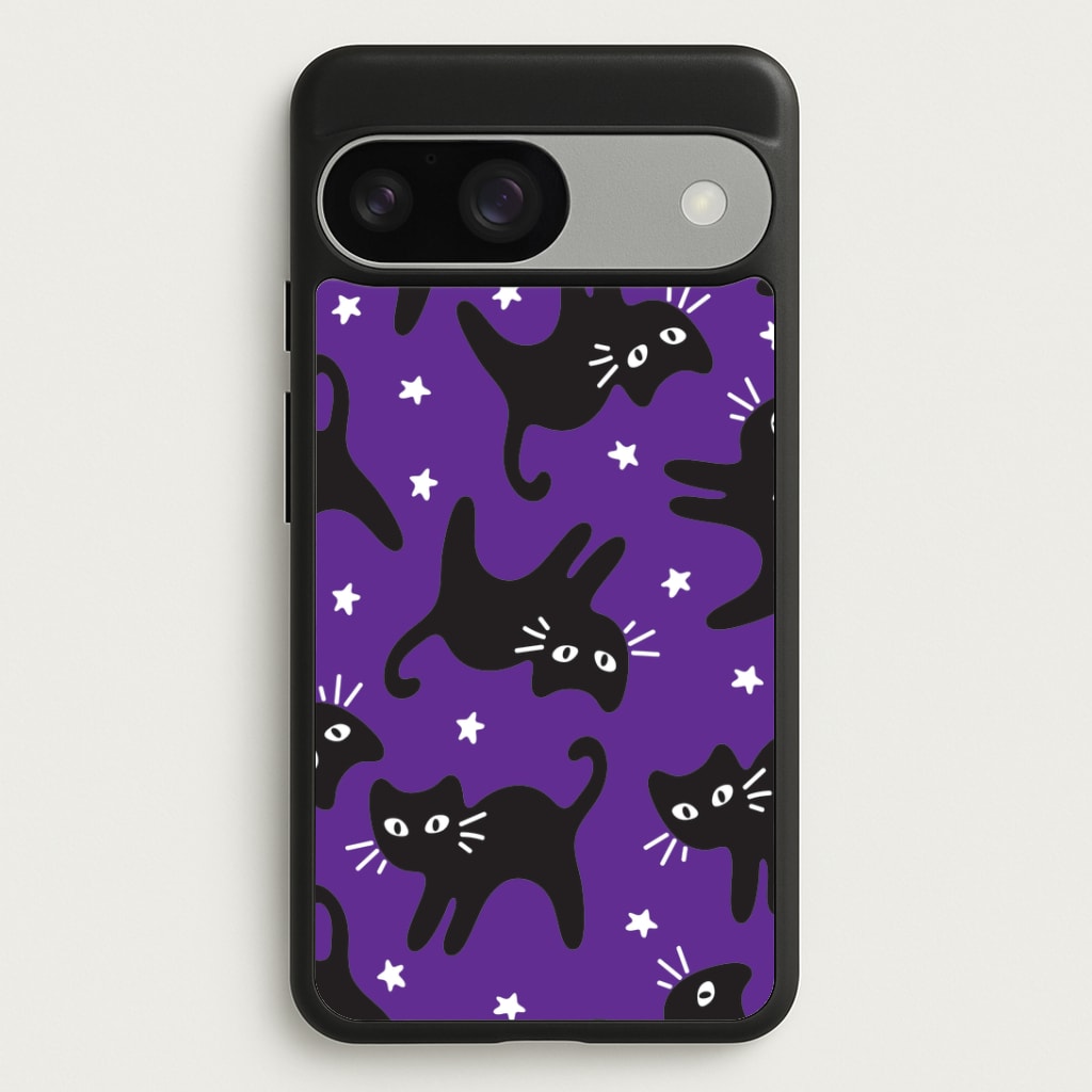Cartoon Black Cats And Stars Pattern Google Pixel 9 / 9 Pro Case