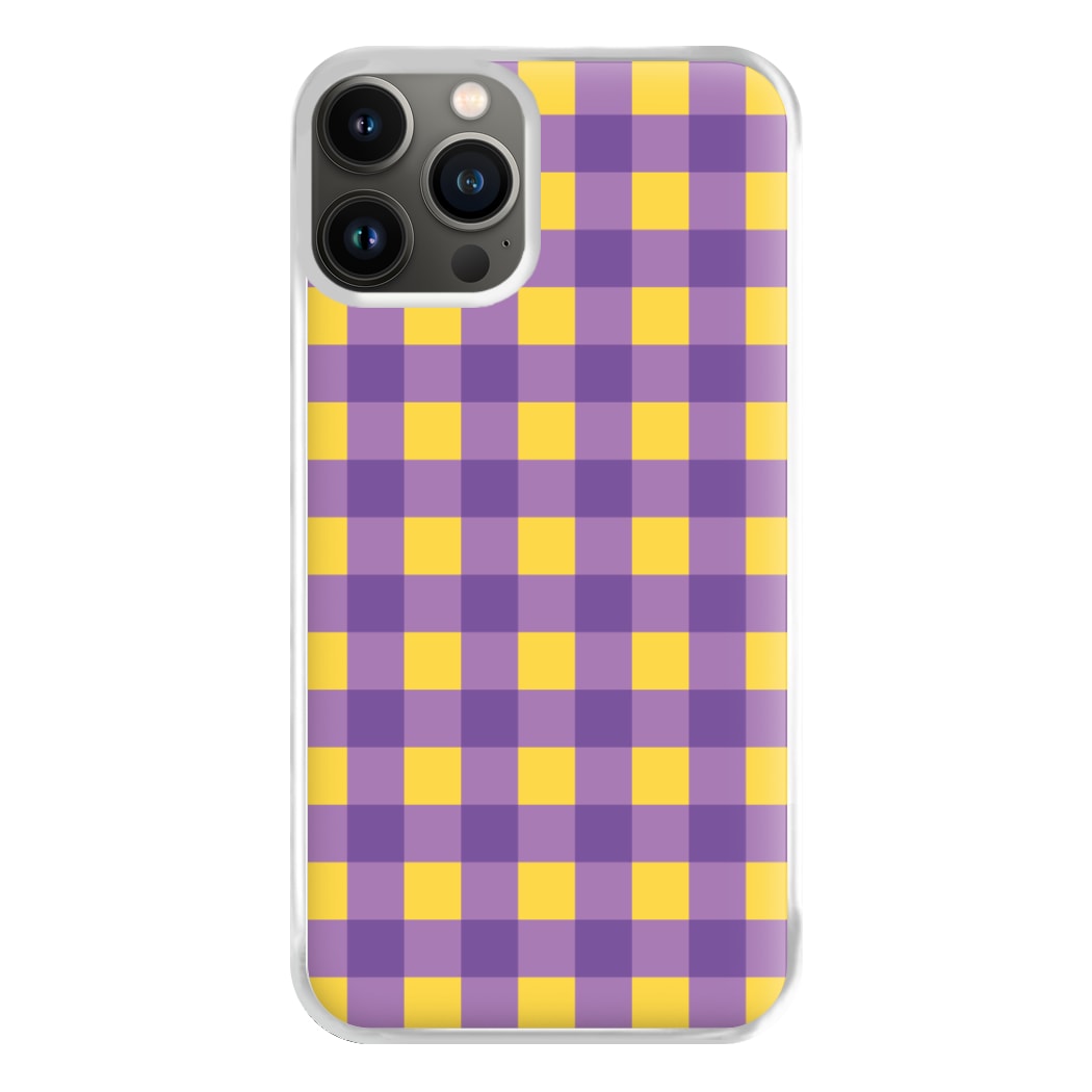 Purple And Yellow Checkered Pattern iPhone 13 Pro Max Case