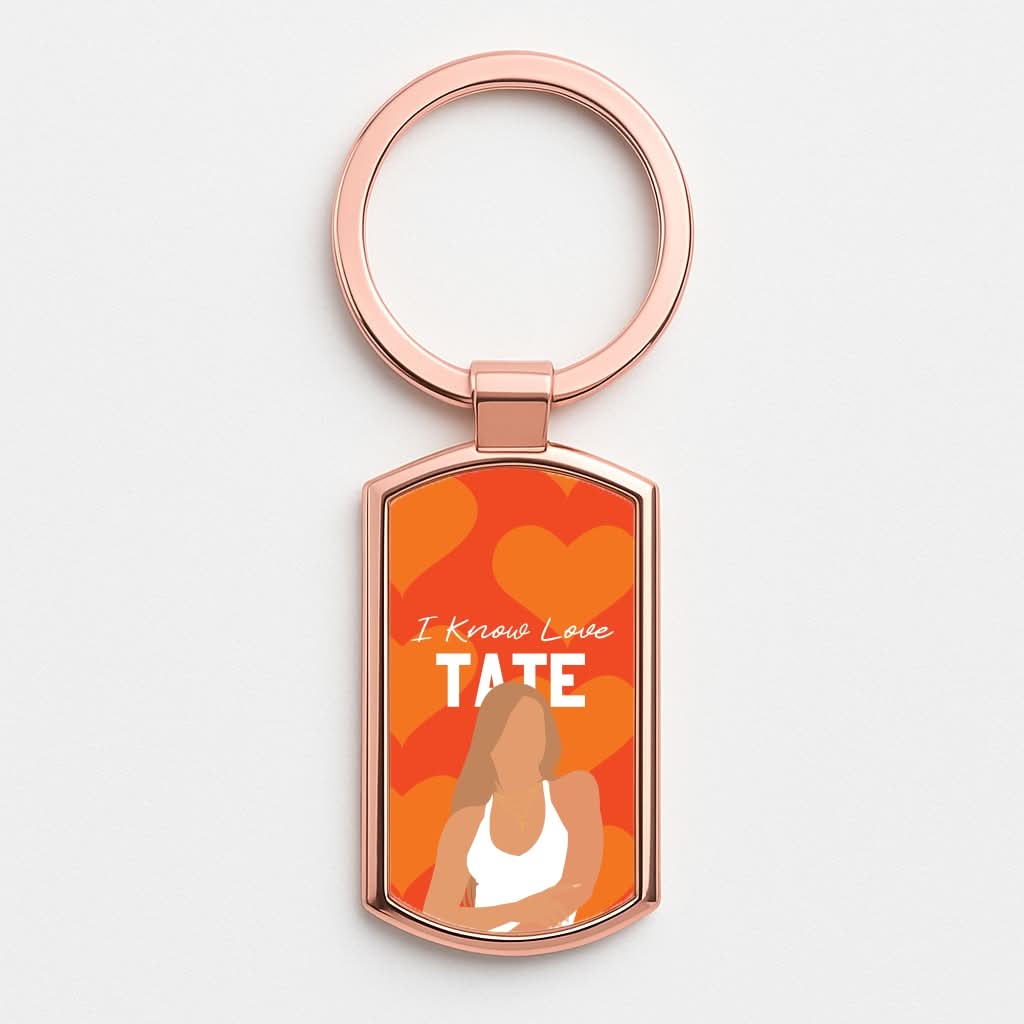 I Know Love Pattern Rose Gold Keyring