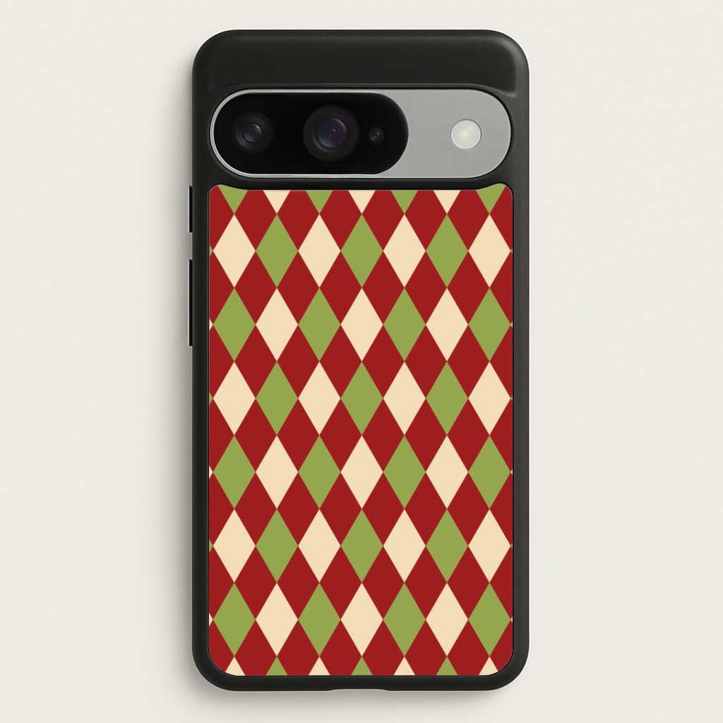 Red And Green Argyle Christmas Pattern Google Pixel 10 / 10 Pro Case