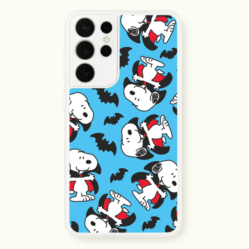 Cartoon Beagle Vampire And Bats Pattern Galaxy S21 Ultra Case