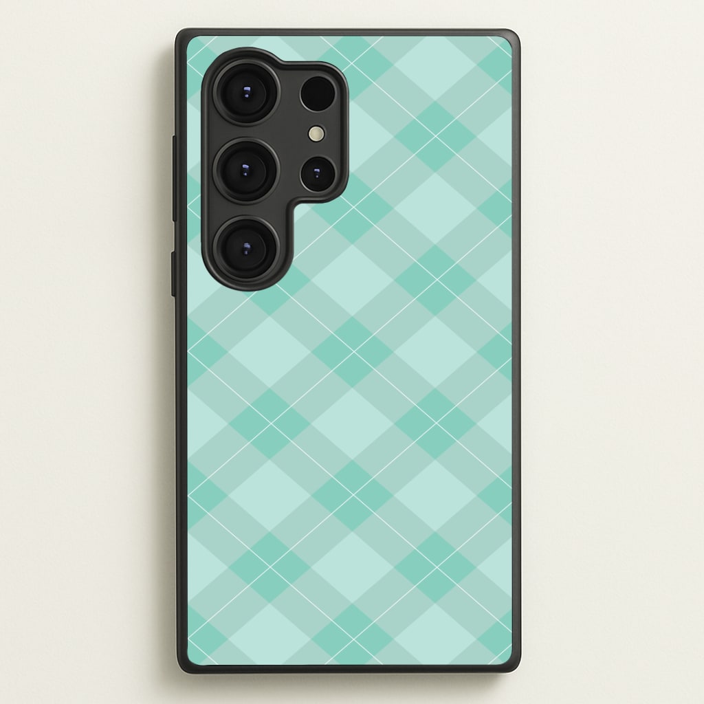Light Cyan Tartan Christmas Pattern Galaxy S25 Ultra Case