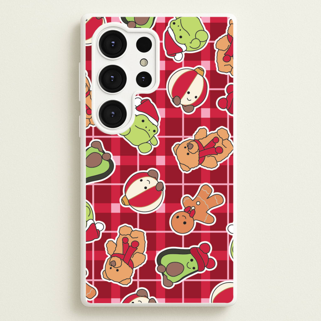 Christmas Plushies Tartan Pattern Galaxy S25 Ultra Case