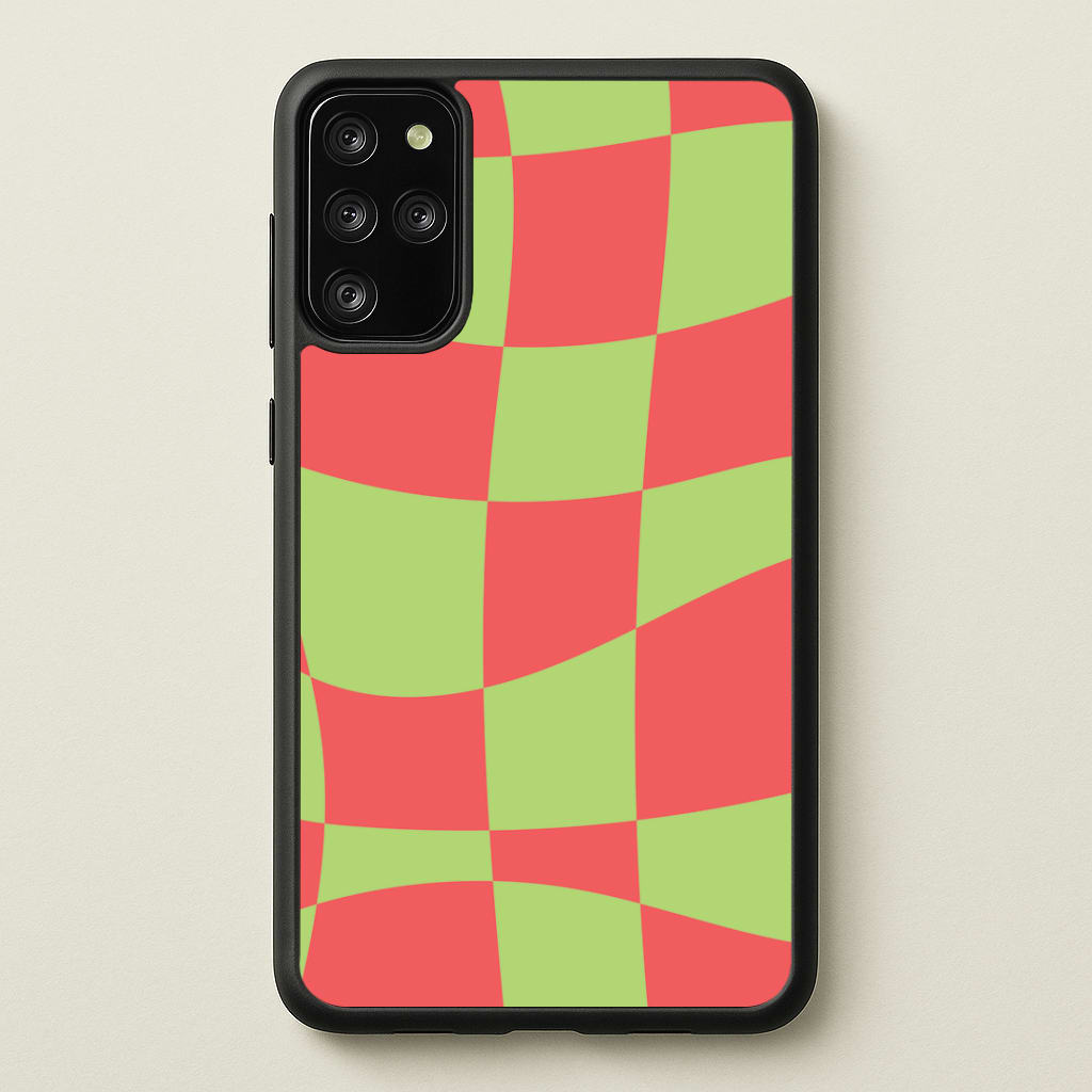 Abstract Red And Green Christmas Pattern Galaxy S20 Plus Case