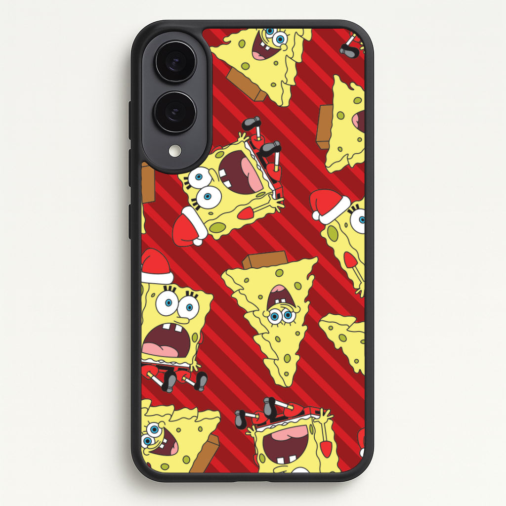 Christmas Cartoon Sponge Stripes Pattern Galaxy S25 Edge Case
