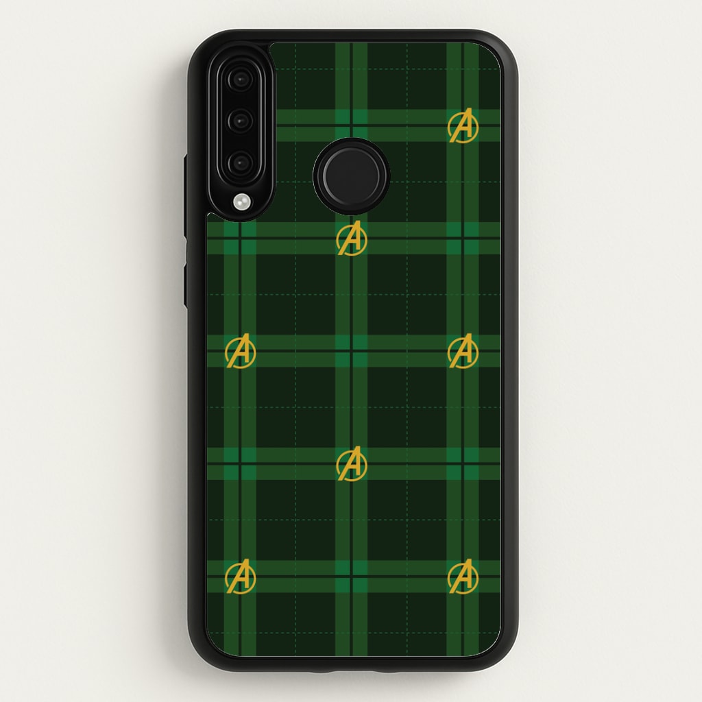 Superhero Team Green Tartan Pattern Huawei P30 Lite Case
