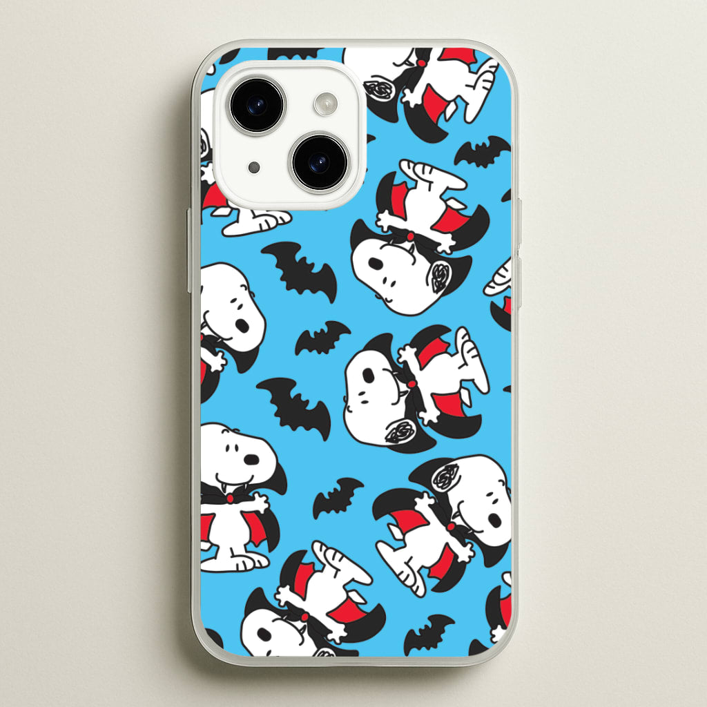 Cartoon Beagle Vampire And Bats Pattern iPhone 14 Plus Case