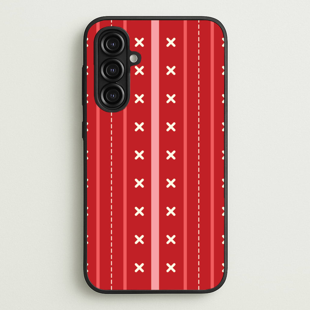 Stripes And Stitches Red Christmas Pattern Galaxy A16 Case