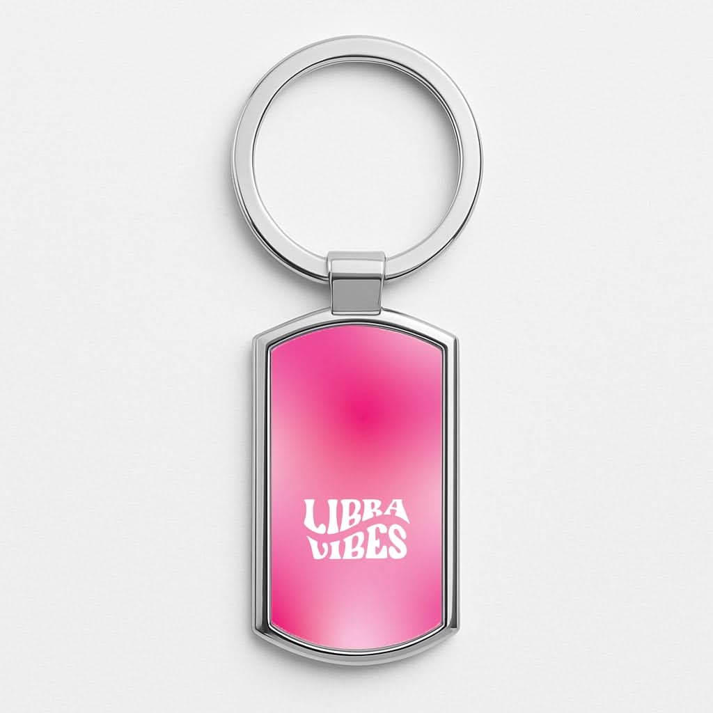 Libra Vibes Gradient Zodiac Silver Metal Keyring