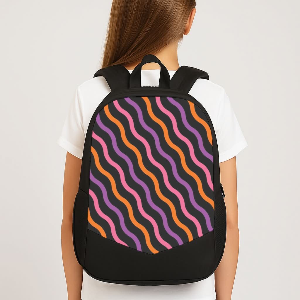 Wavy Abstract Halloween Pattern School Bag