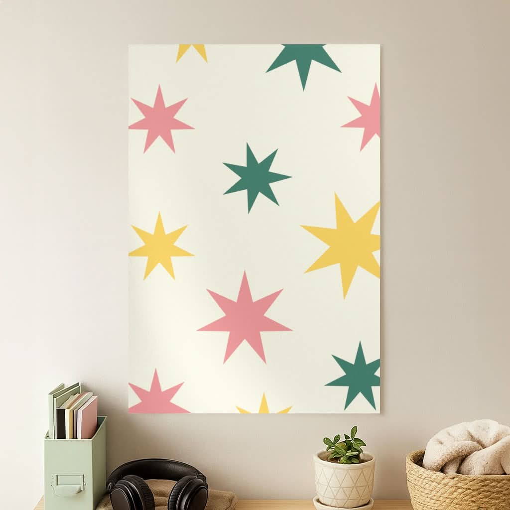 Colourful Christmas Stars Pattern Poster