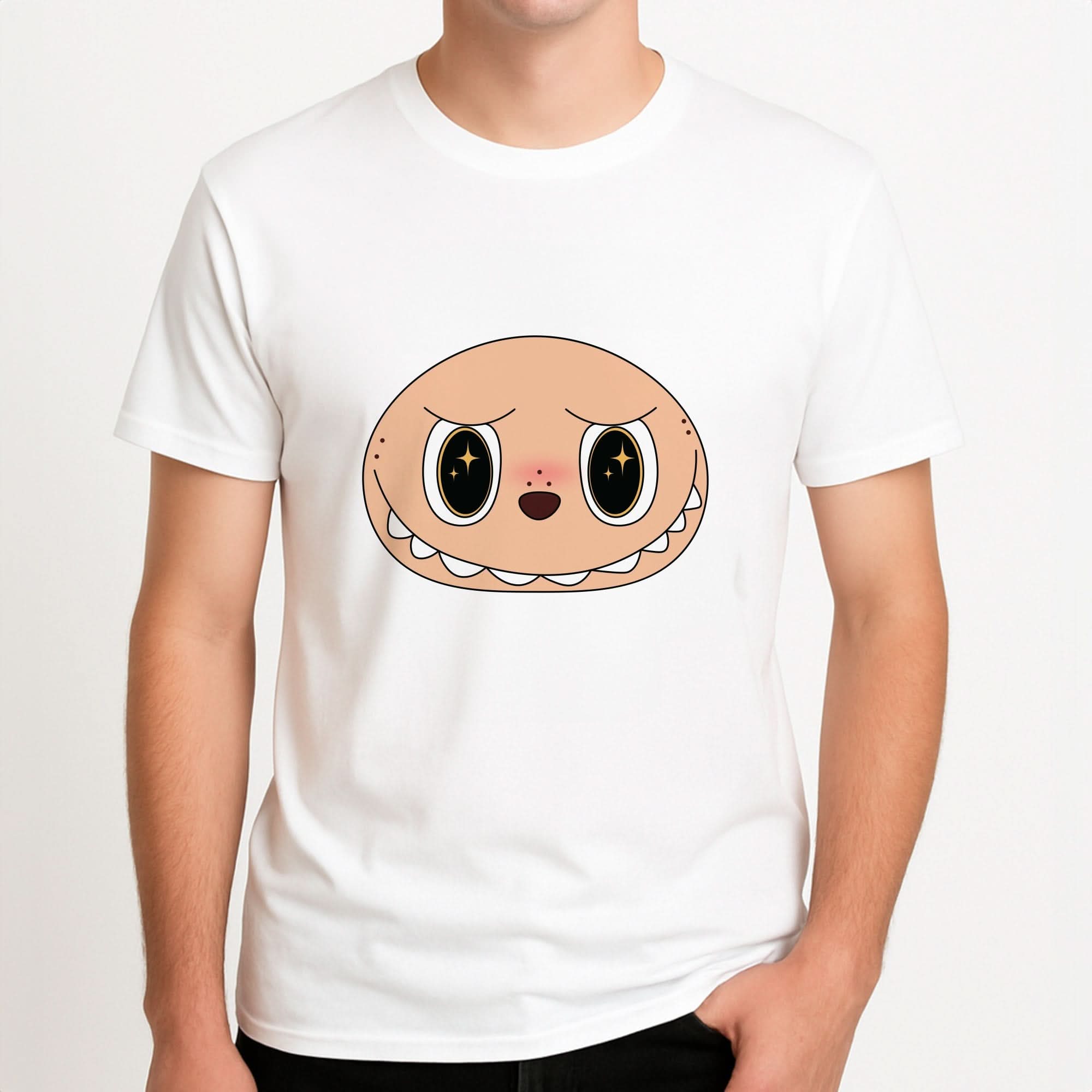 Cute Brown Monster Face Mens T-Shirt