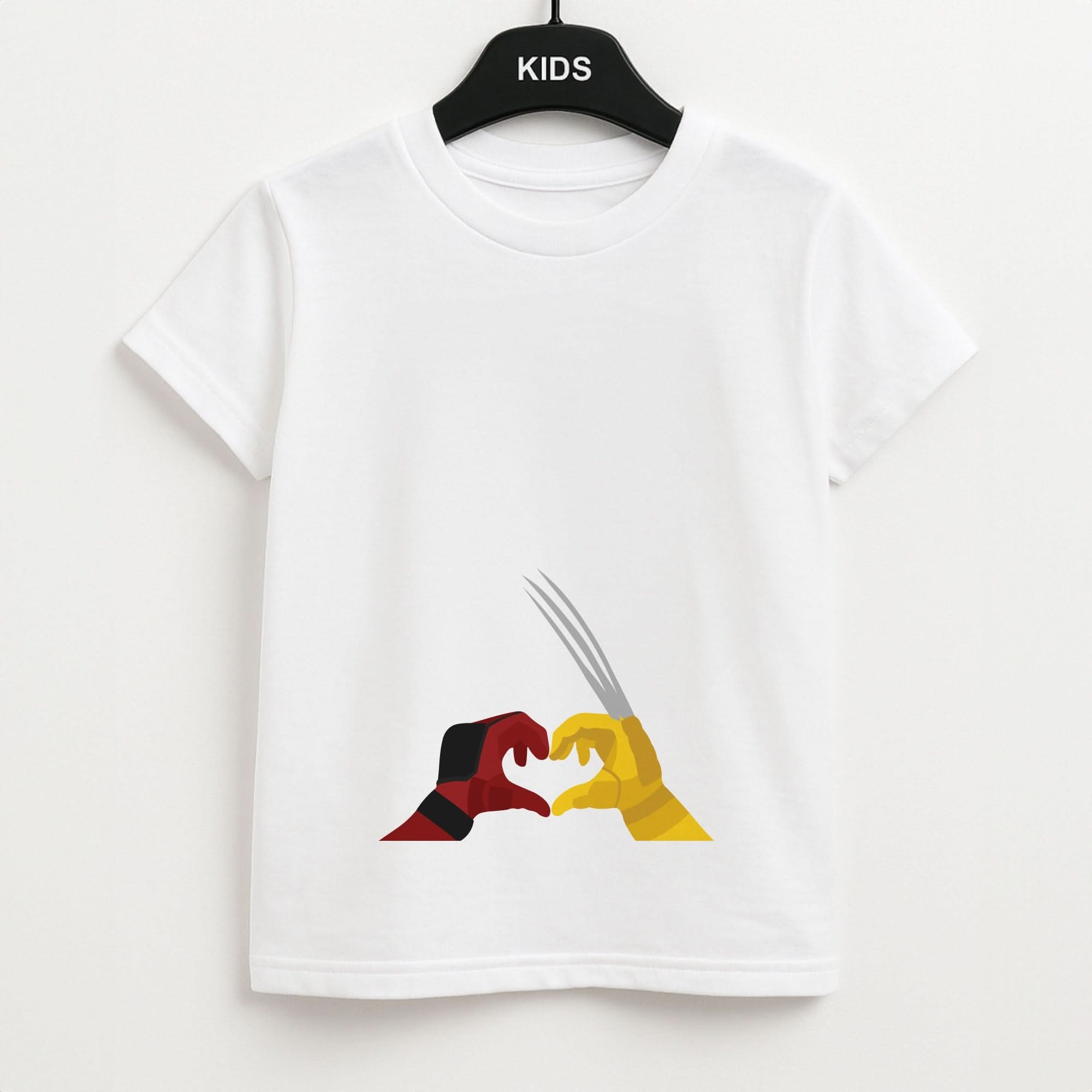 Red And Yellow Heroes Love Heart Kids Unisex T-Shirt
