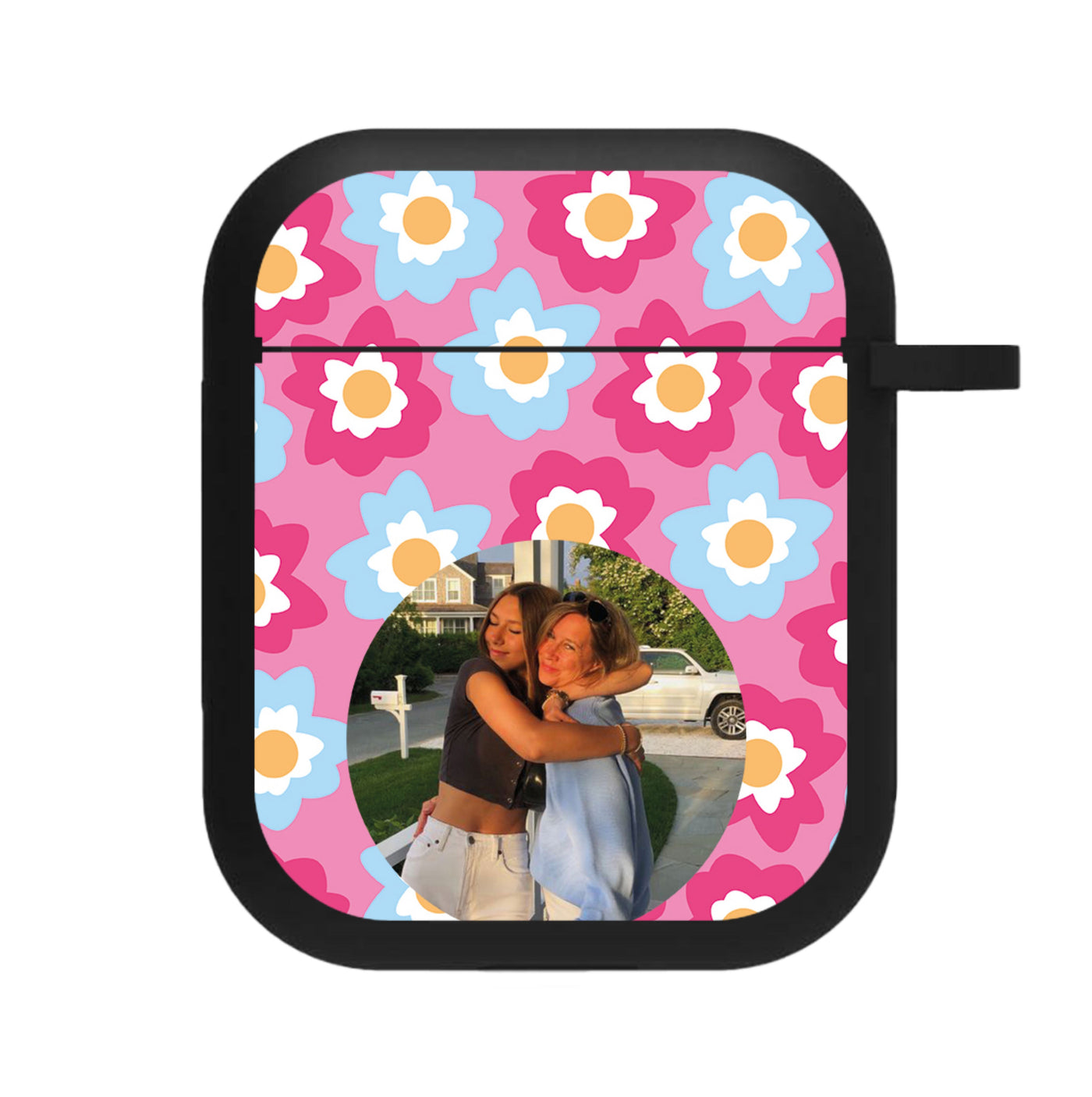 Pink And Blue Flower Pattern - Personalised Mother's Day AirPods Case