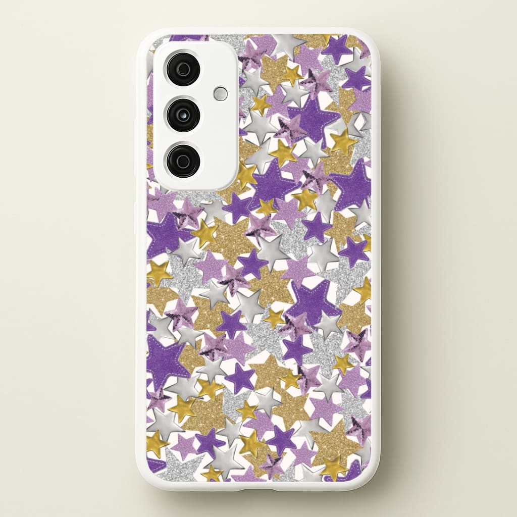 Mauve Stars Collage Galaxy A55 Case