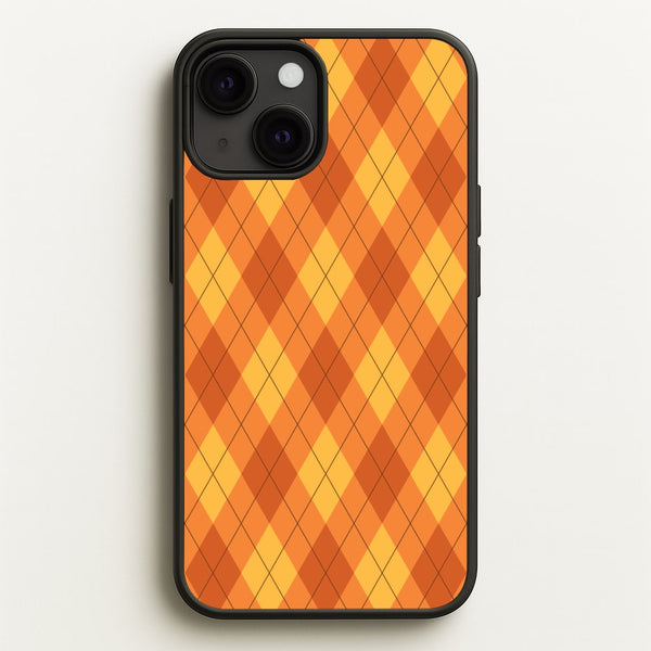 Orange Argyle Pattern iPhone 13 Case
