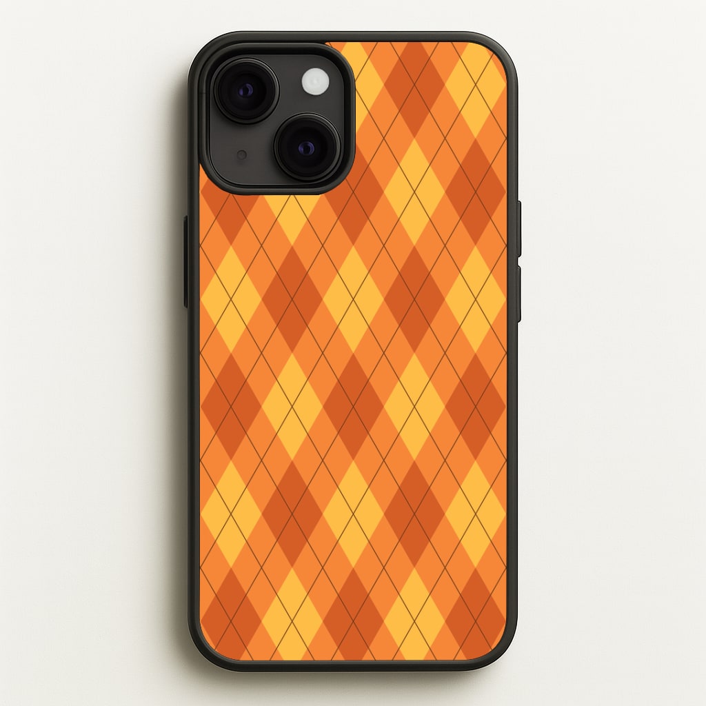 Orange Argyle Pattern iPhone 13 Mini Case