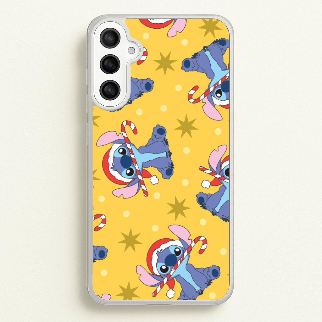 Cute Blue Alien Candycane Christmas Pattern Galaxy A36 Case