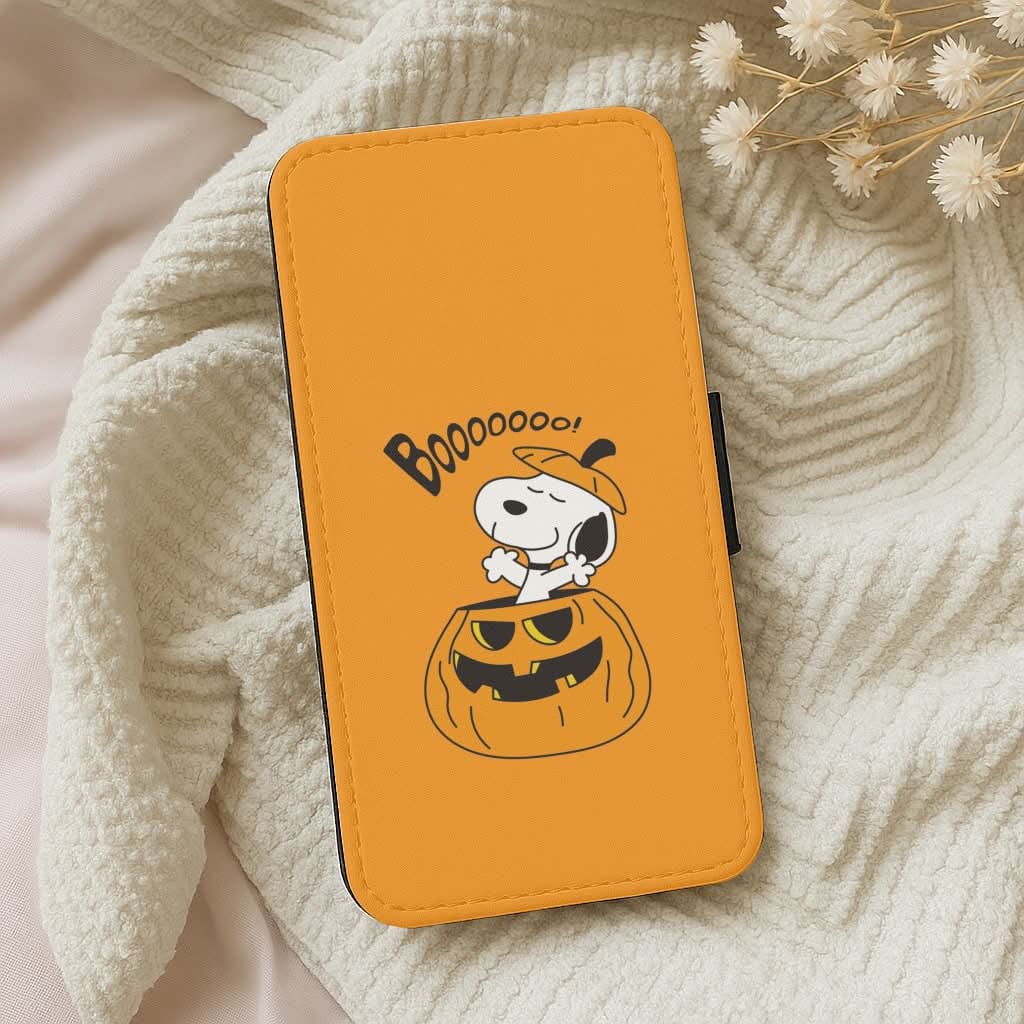 Cartoon Beagle Pumpkin Leather Phone Case